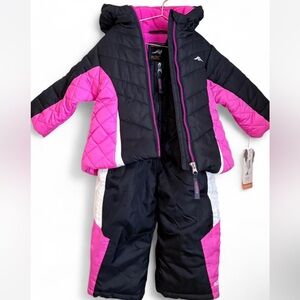 Girls Kids Pacific Trail Two‎ Piece pink and black winter vacation snowsuit